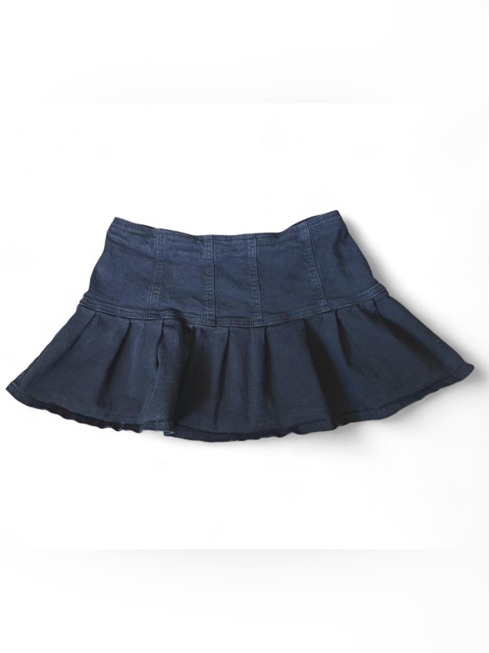 Black Pleated Ruffle Mini Skirt Low Rise Flowy Y2K Size XXL